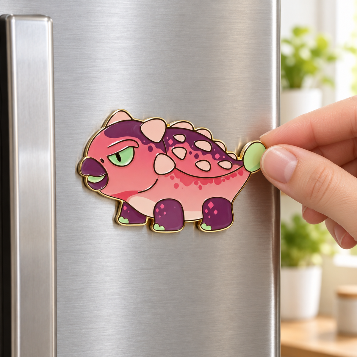 Metal Badge / Fridge Magnet — Ankylosaurus