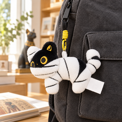 Mummy Meow Stand- Mummy Cat Plush Charm — lifestyle image