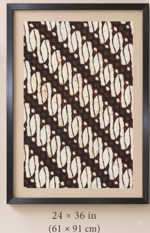 Printed Indonesian Batik Fabric Wall Art - Parang product image