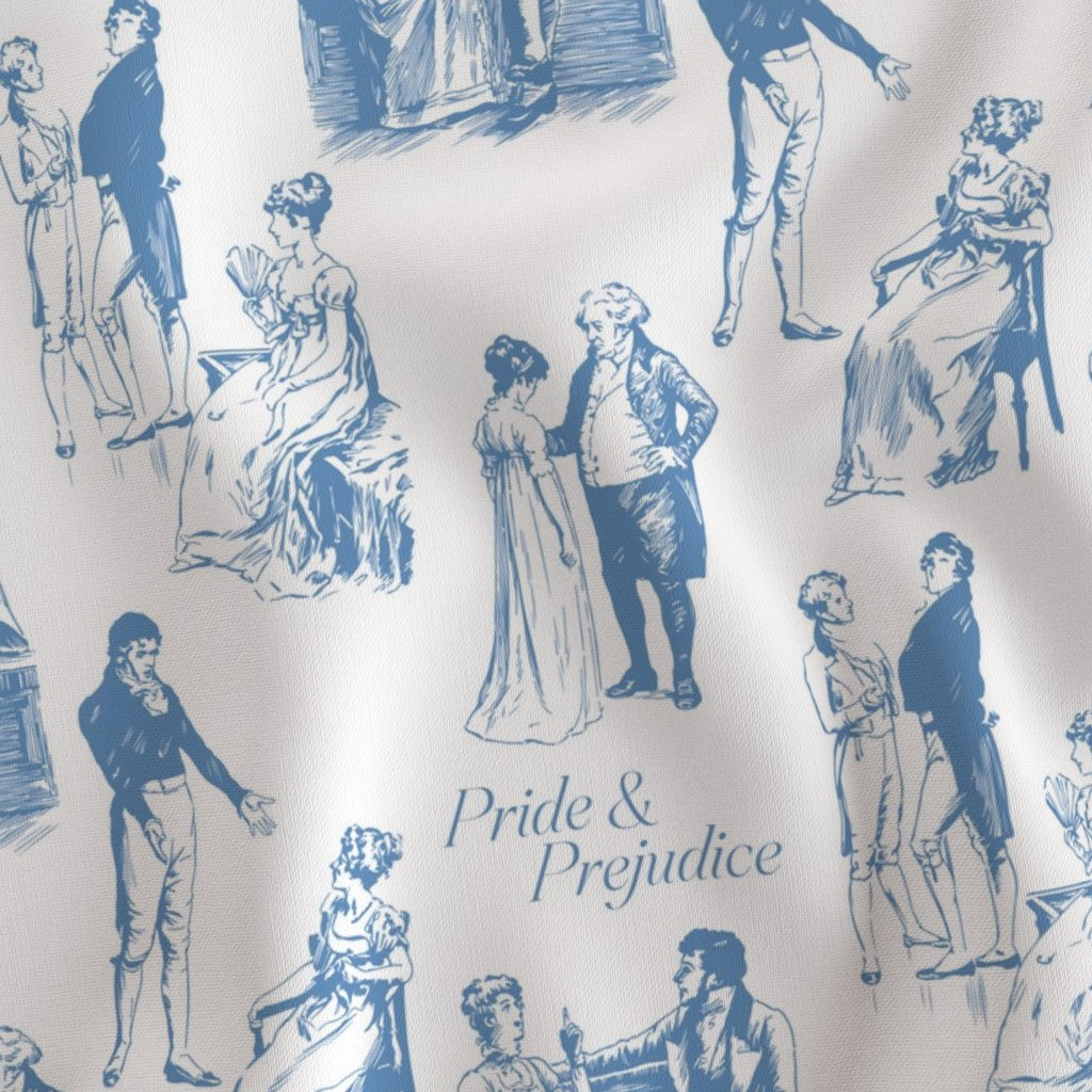 Fabric in Pride & Prejudice (Jane Austen | The British Library) Hearts Entwined Toile de Jouy Fabric for DIY A Bit of Art