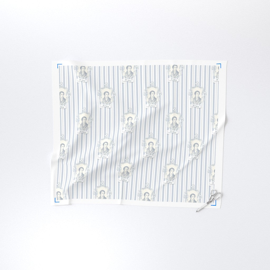 Fabric in Pride & Prejudice (Jane Austen | The British Library) Mr Darcy Cameo Fabric in Blue A Bit of Art