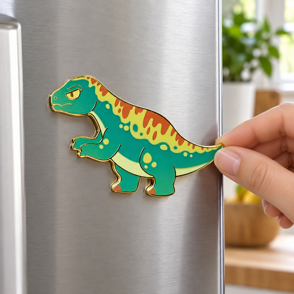 Metal Badge / Fridge Magnet — Lufengosaurus huenei