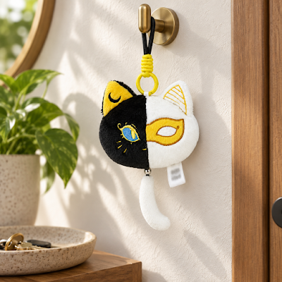 MaskMeow - Two Tone Mask Cat Plush Charm — lifestyle image