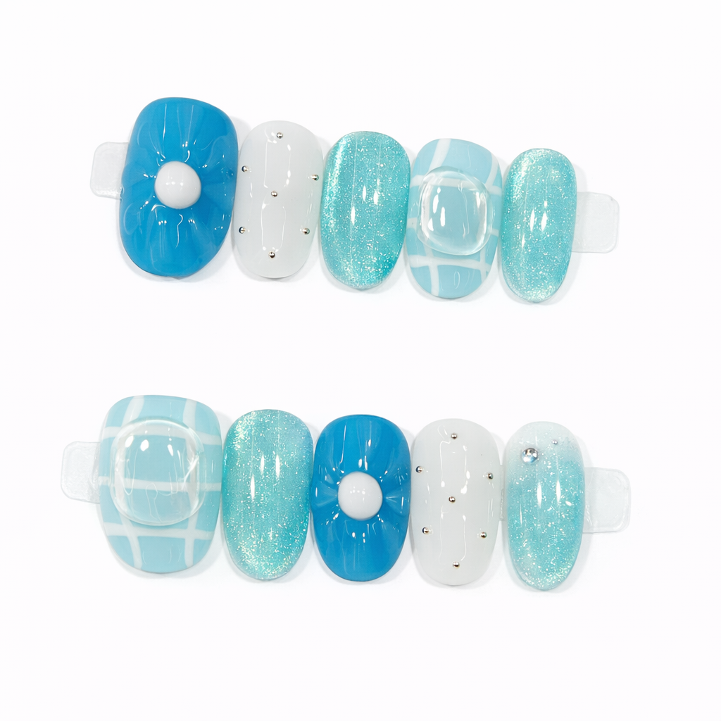 Through the Window Blue Press-On Nails Literary Accessories A Bit of Art CORP