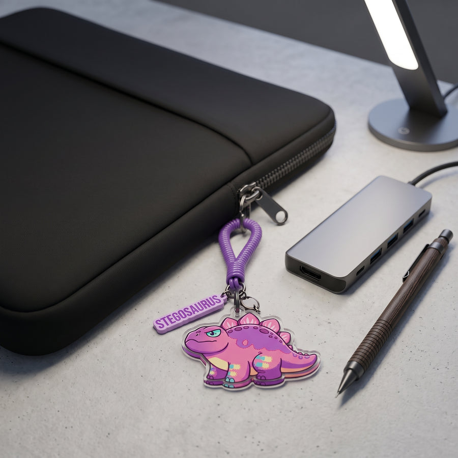 Dinosaur Acrylic Keychain — Stegosaurus lifestyle 04