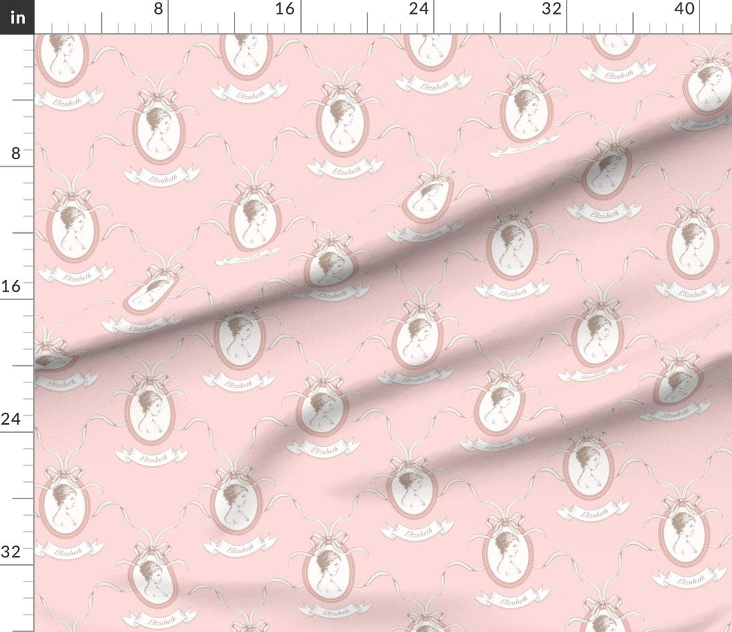 Fabric in Pride & Prejudice by Jane Austen Elizabeth Bennet Pink Cameo Fabric A Bit of Art