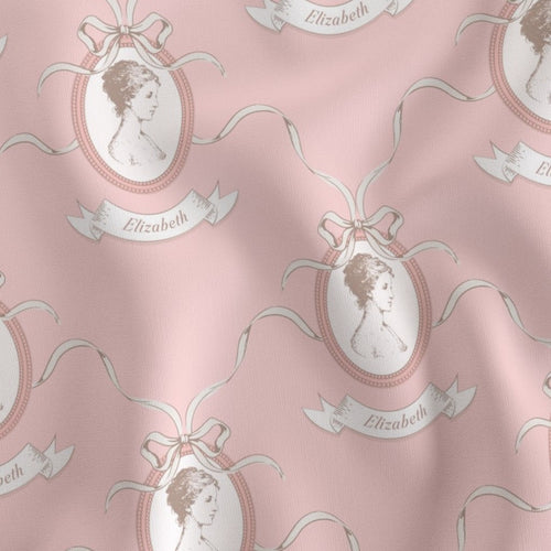 Fabric in Pride & Prejudice by Jane Austen Elizabeth Bennet Pink Cameo Fabric A Bit of Art