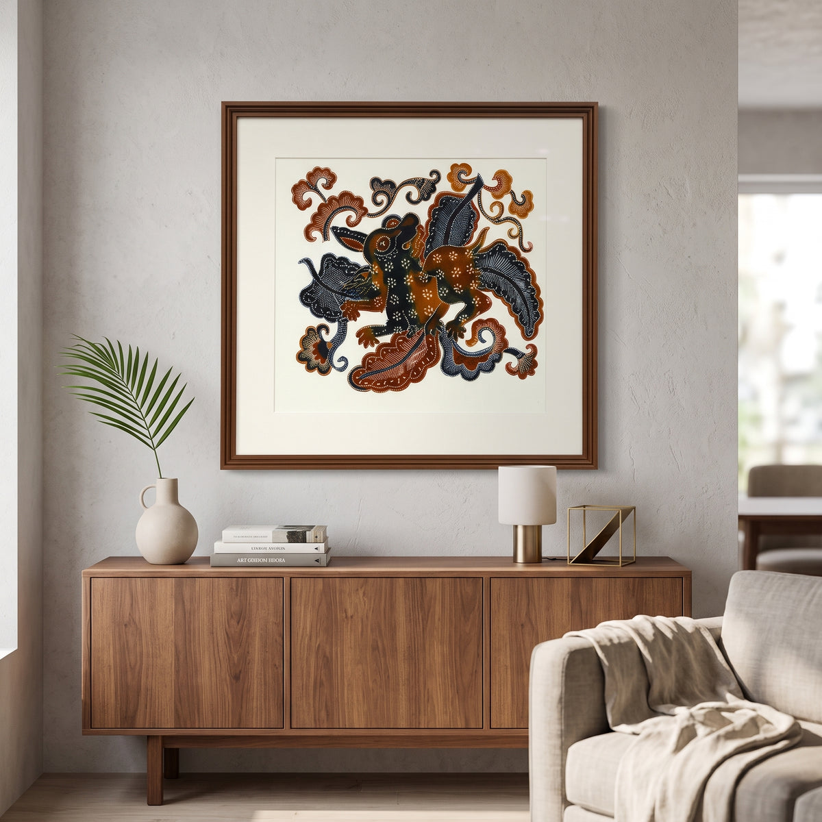 Beast Indonesian Batik wall art lifestyle mock-up