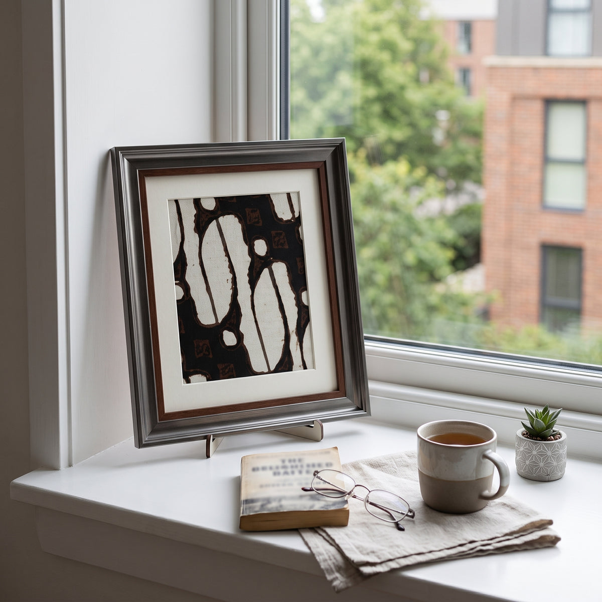 Parang Indonesian batik wall art styled in a refined interior