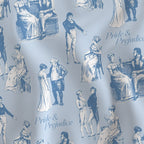 Pride & Prejudice by Jane Austen Regency Ballroom Blue Toile de Jouy Fabric for DIY A Bit of Art