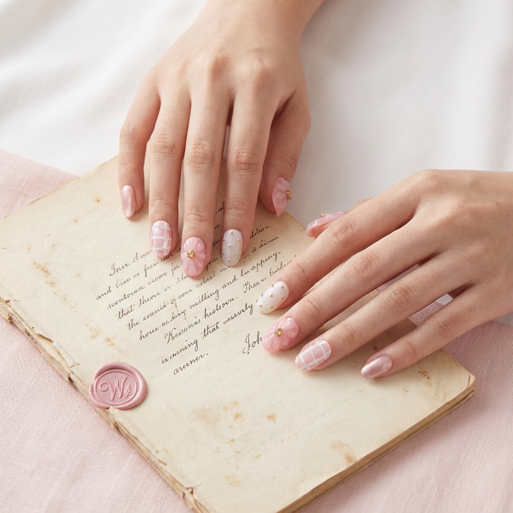 Her Beauty Handmade Press-On Nails A Bit of Art CORP