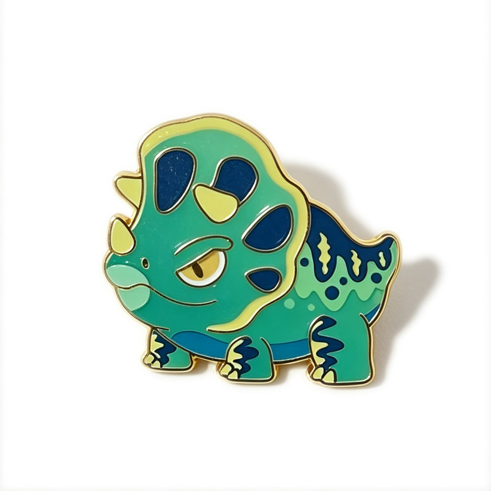 Triceratops metal badge and fridge magnet from A Bit of Art