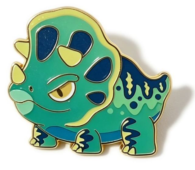 Metal Badge / Fridge Magnet — Triceratops