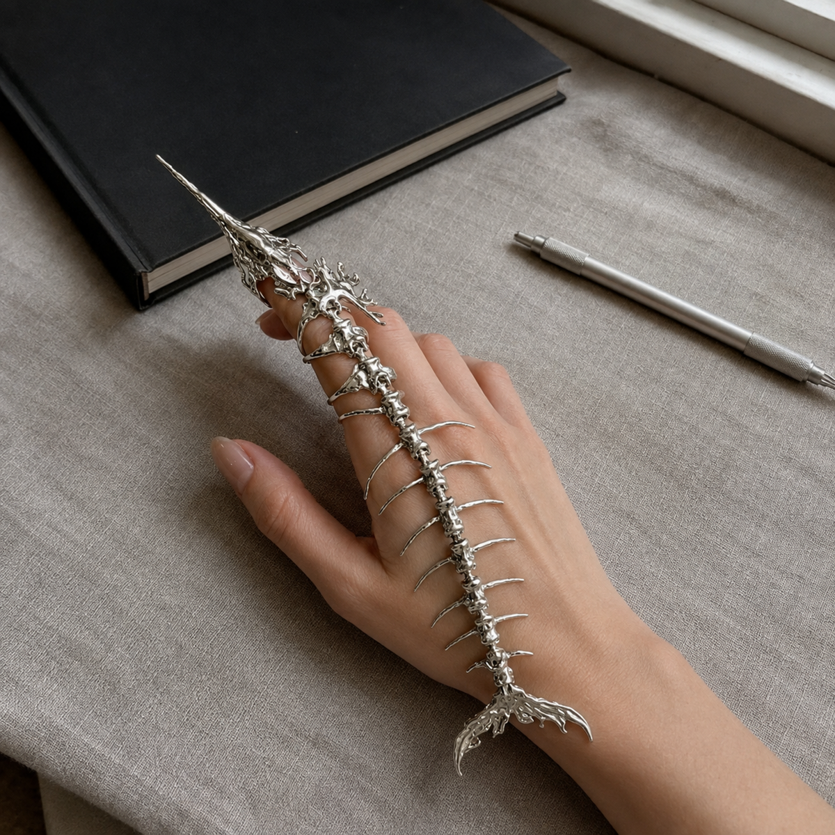 White Gold Swordfish Skeleton Ring