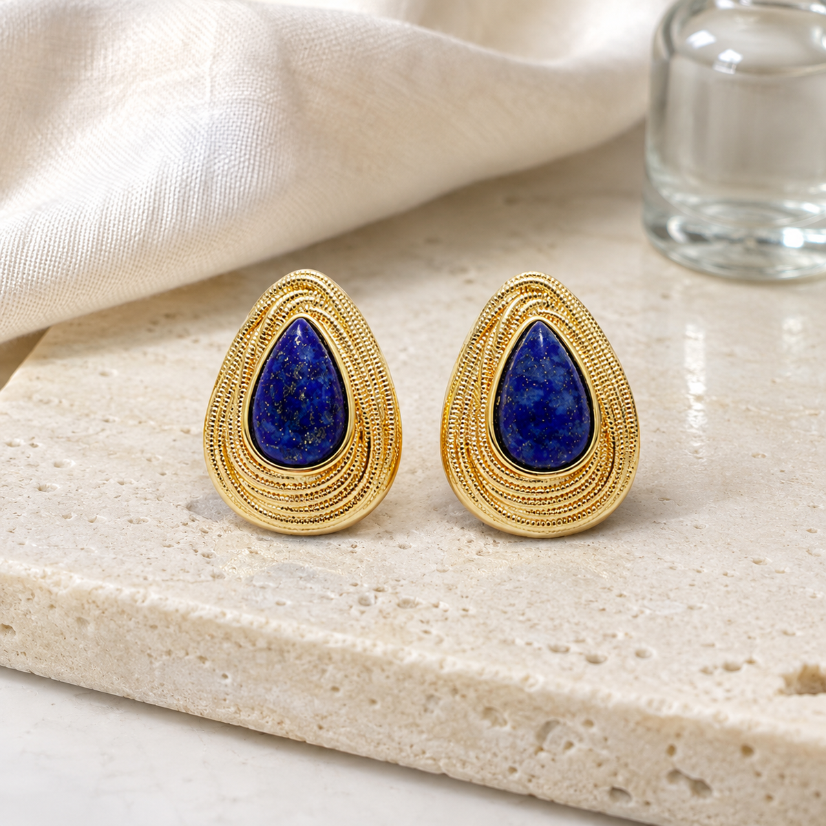 Lapis Teardrop Earrings detail