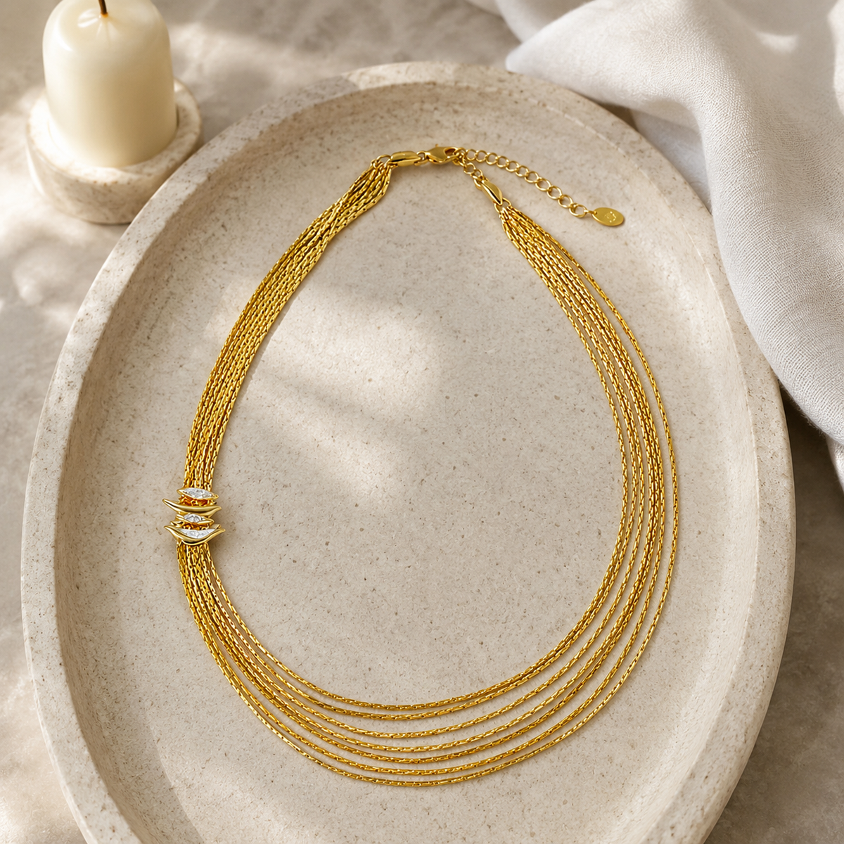 Layered Arc Necklace detail