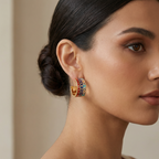 The Met X Lele Enamel Hoop Egyptian Trio Earrings