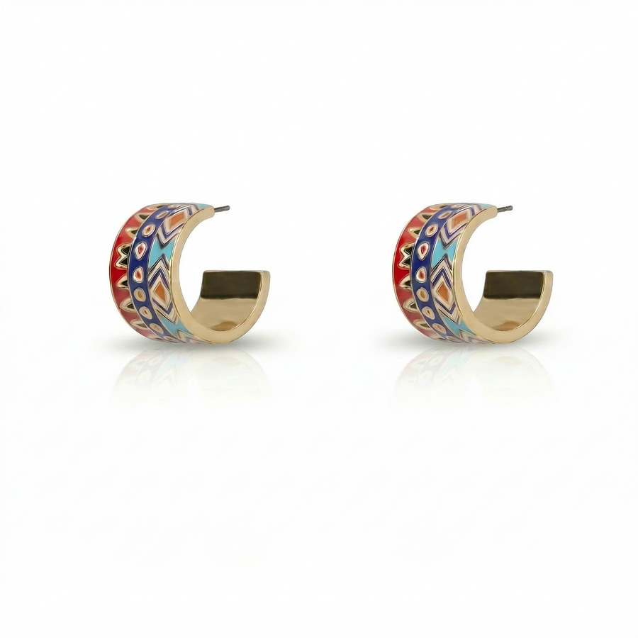 The Met X Lele Enamel Hoop Egyptian Trio Earrings