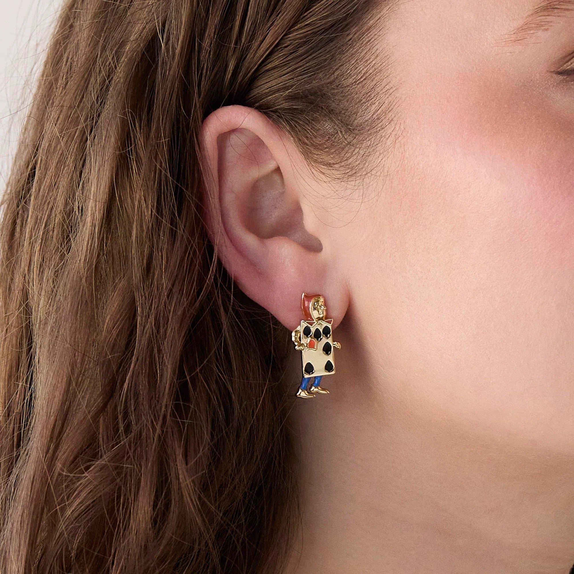 The Nursery Alice Card Soldier Button Earring Lele Sadoughi