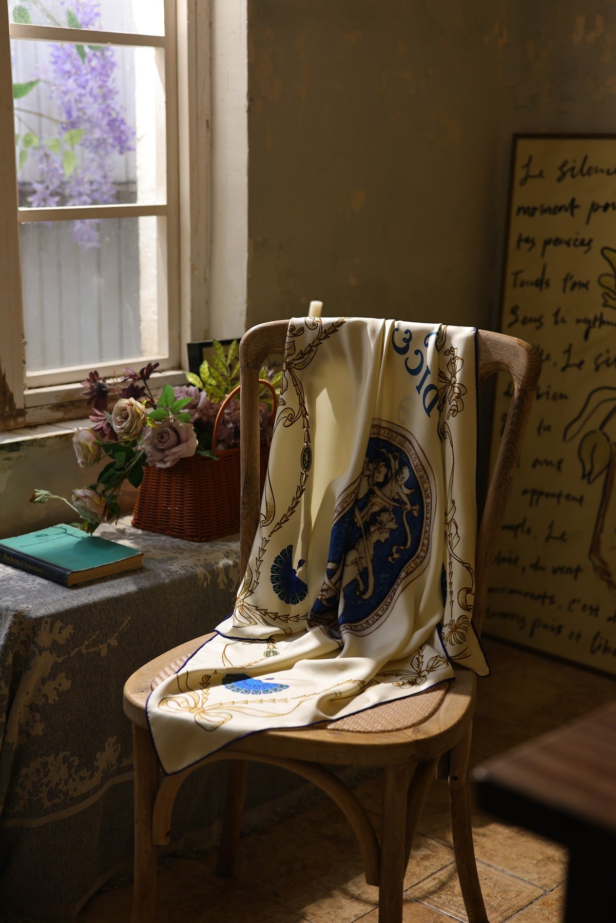 Pemberley Cameo silk scarf lifestyle image
