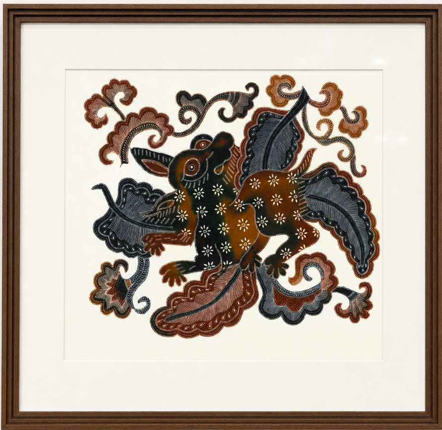 Printed Indonesian Batik Fabric Wall Art - Beast product image