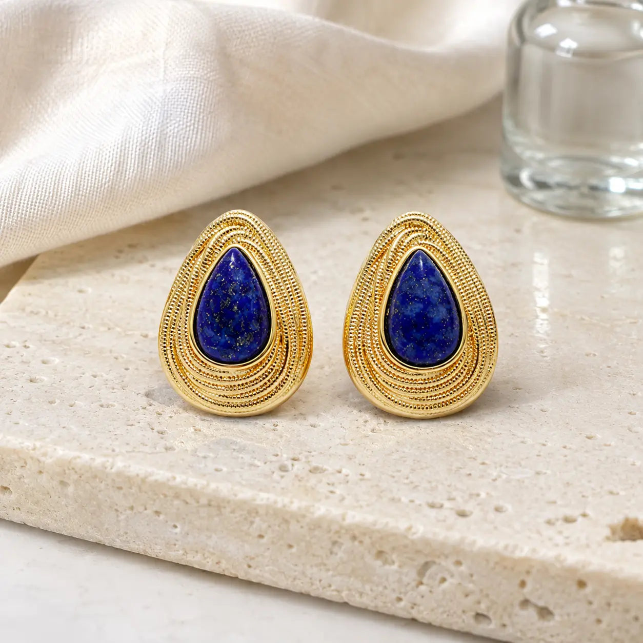 Lapis Teardrop Earrings — view 3