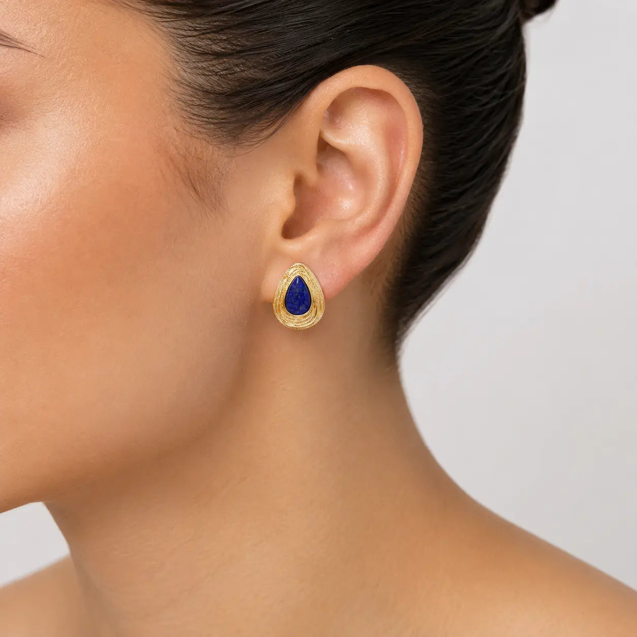 Lapis Teardrop Earrings — view 2